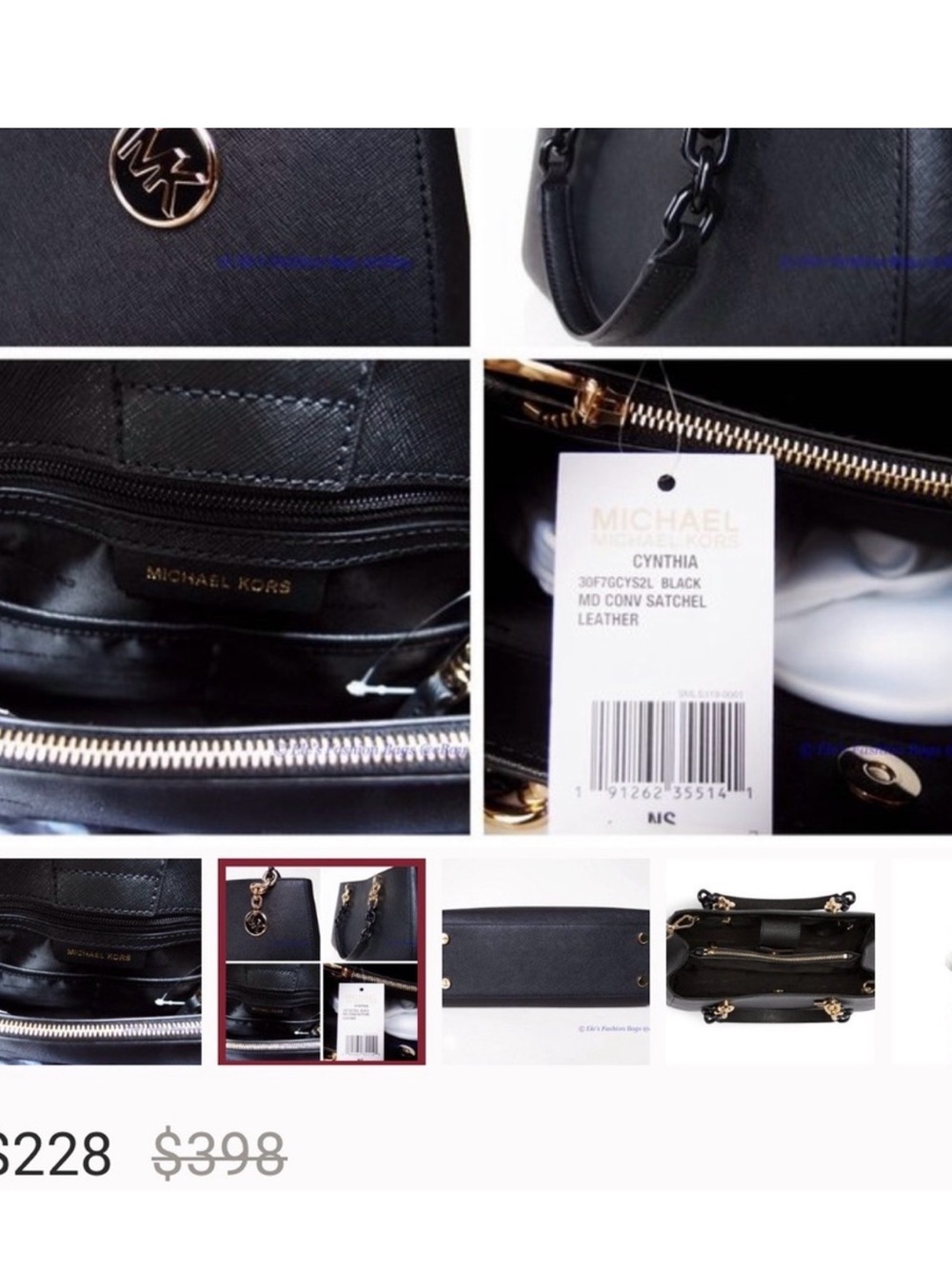 Michael Kors Cynthia Black Leather Purse New - Picture 11 of 11